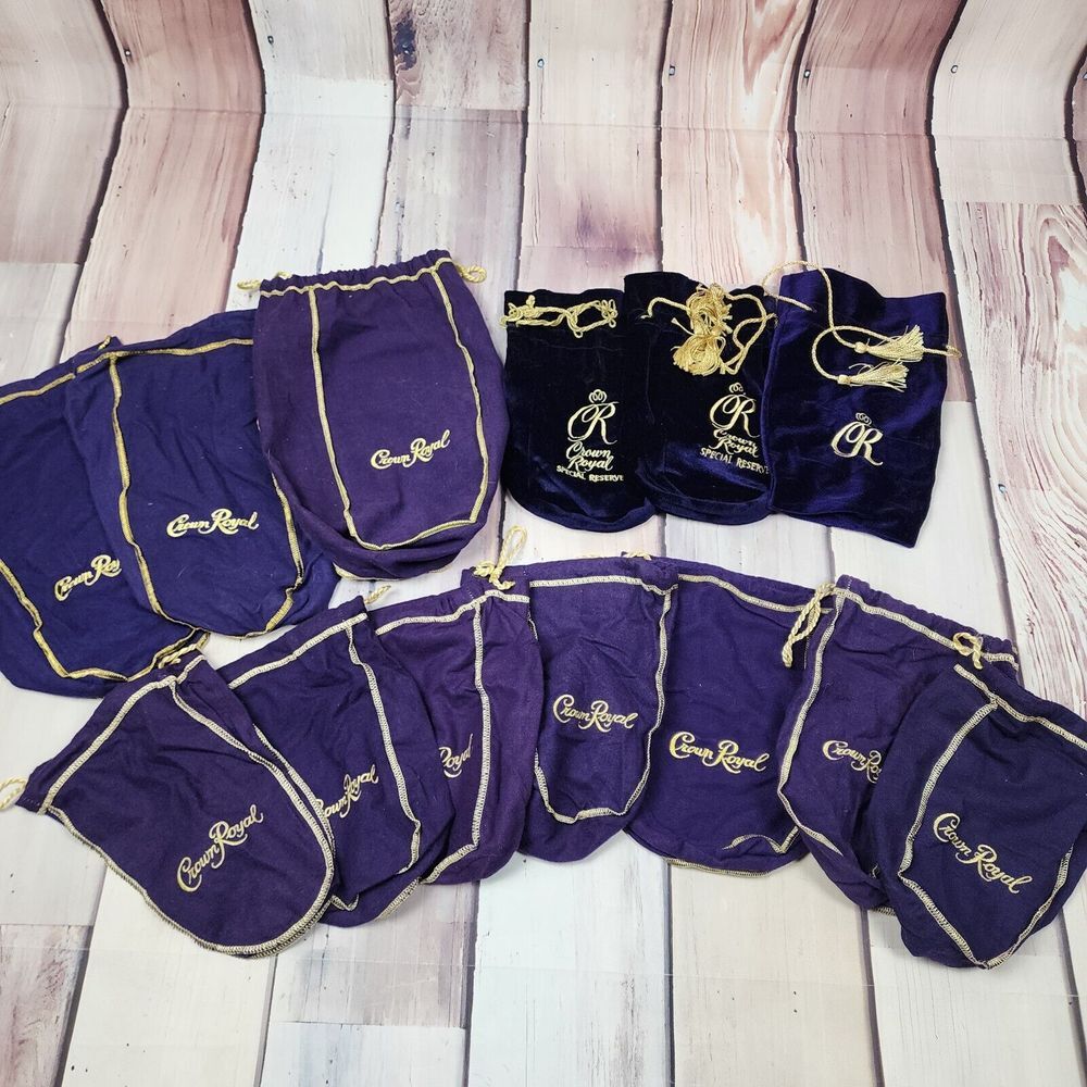Lot Of 13 Crown Royal Empty Felt & Velvet Drawstring Bags 3 - 1.75L / 10 - 750ml